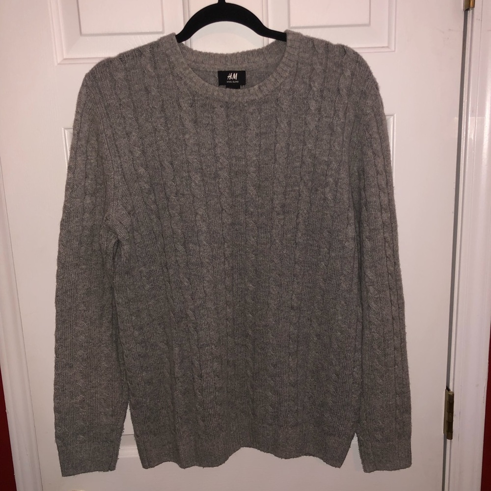 H&M Grey Wool Cable Knit Sweater
